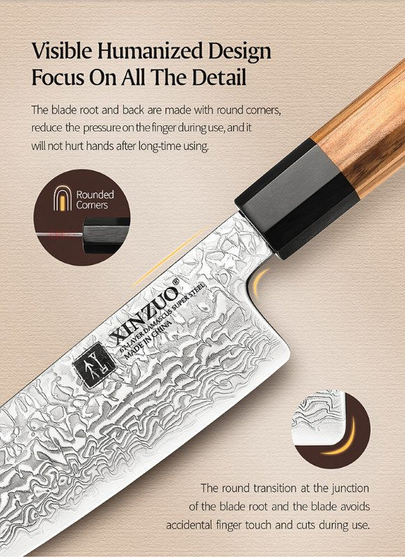 Coltello Santoku Xinzuo PM8O - 7,5" - PM8O-RS