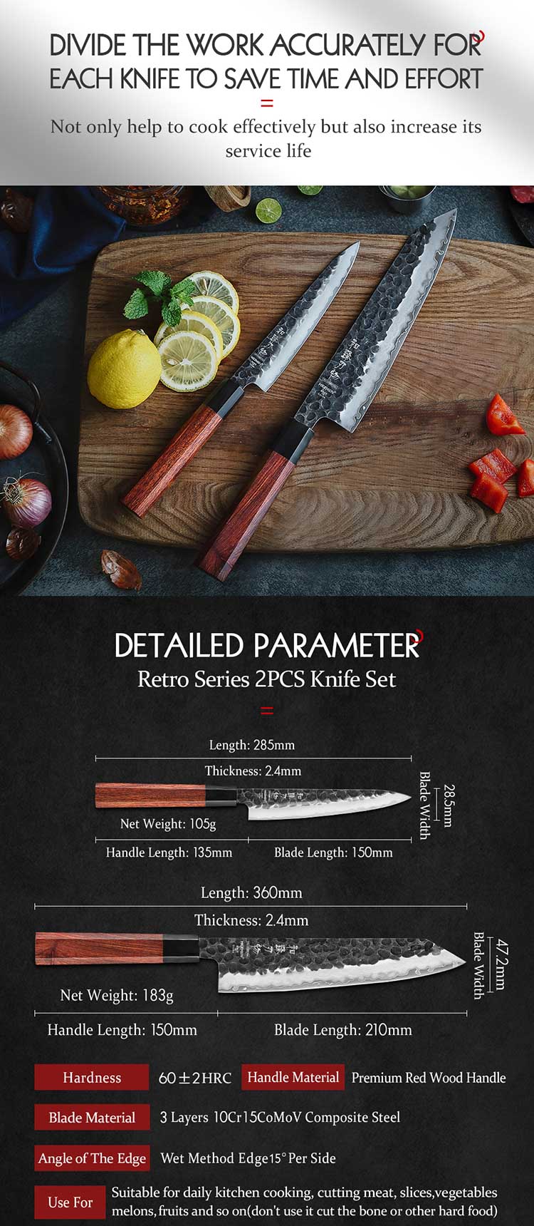 Set di 2 coltelli Xinzuo PM8S (cod. PM8S-A2) - PM8S-A2