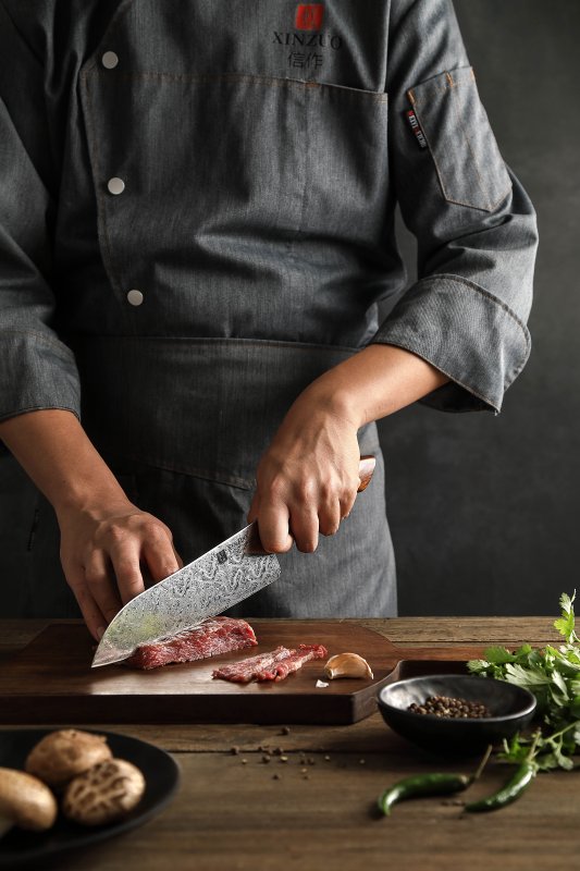 Coltello da chef con lama alveolata Xinzuo B46D - 8" - B46D-RSCS