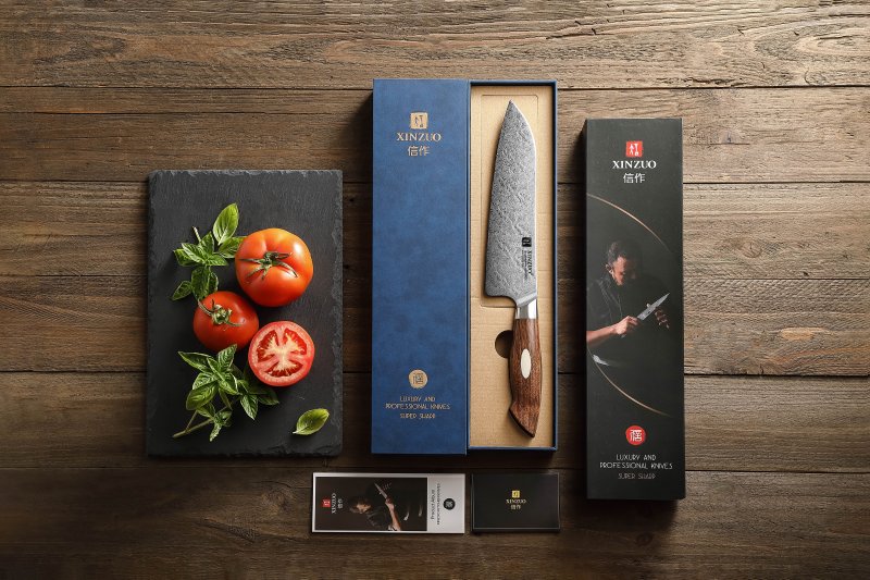 Coltello da chef con lama alveolata Xinzuo B46D - 8" - B46D-RSCS