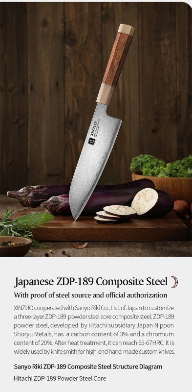 Coltello Santoku Xinzuo X05Z - 7" - X05Z-RS