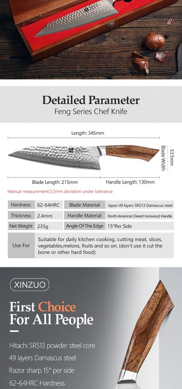 Coltello da chef Xinzuo B32D - 8" - B32D-CS