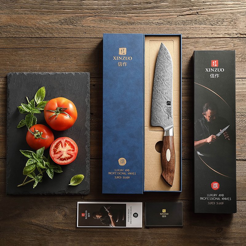 Coltello da chef con lama alveolata Xinzuo B46D - 8" - B46D-RSCS